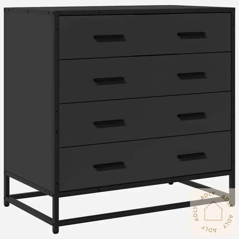 Kommode Svart 70X41X70 Cm Konstruert Tre