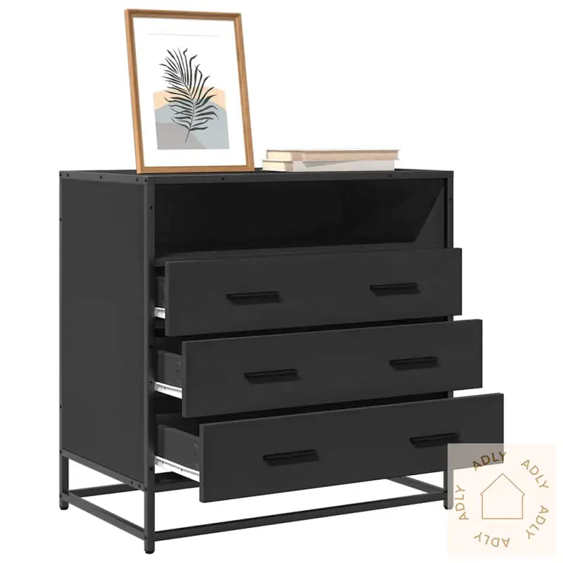 Kommode Svart 70X41X70 Cm Konstruert Tre