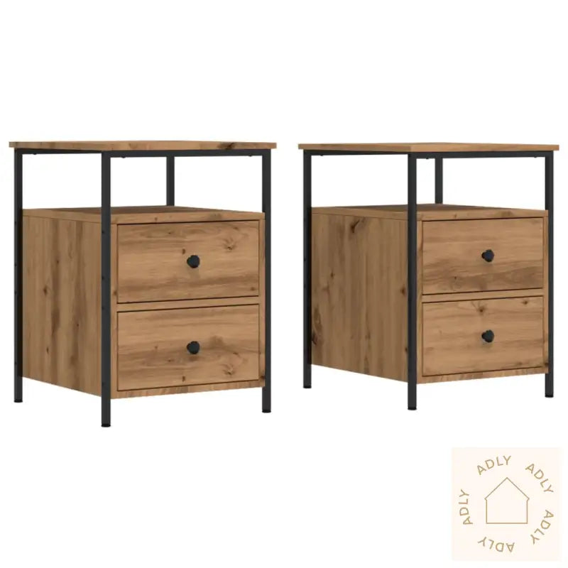 Nattbord 2 Stk Artisan Eik 44X45X60 Cm Konstruert Tre