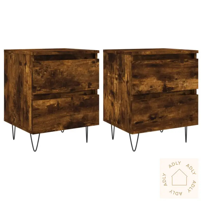 Nattbord 2 Stk Røkt Eik 40X35X50 Cm Konstruert Tre