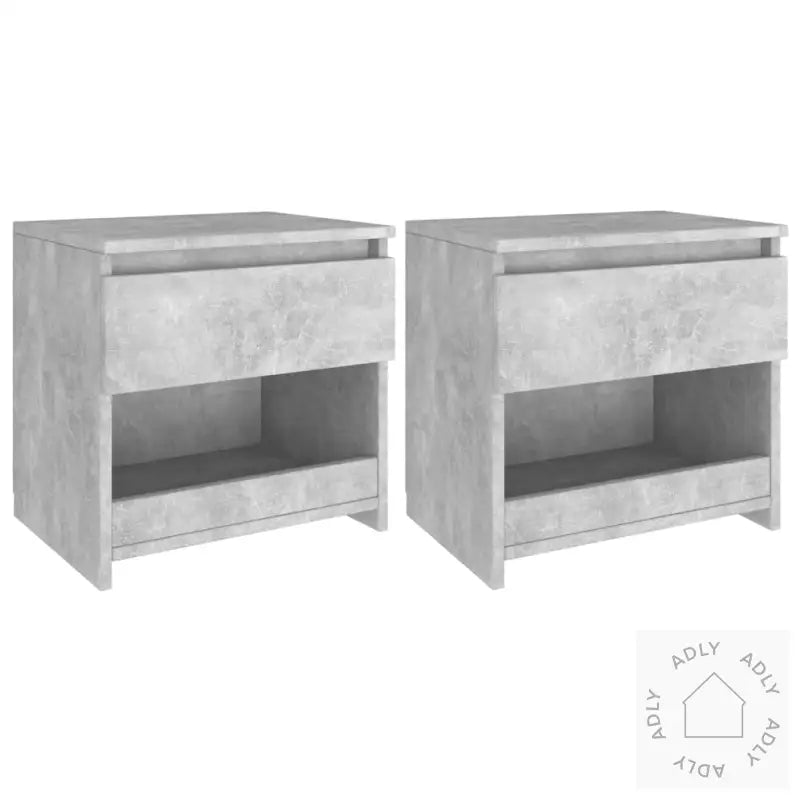 Nattbord 2 Stk Betonggrå 40X30X39 Cm Konstruert Tre