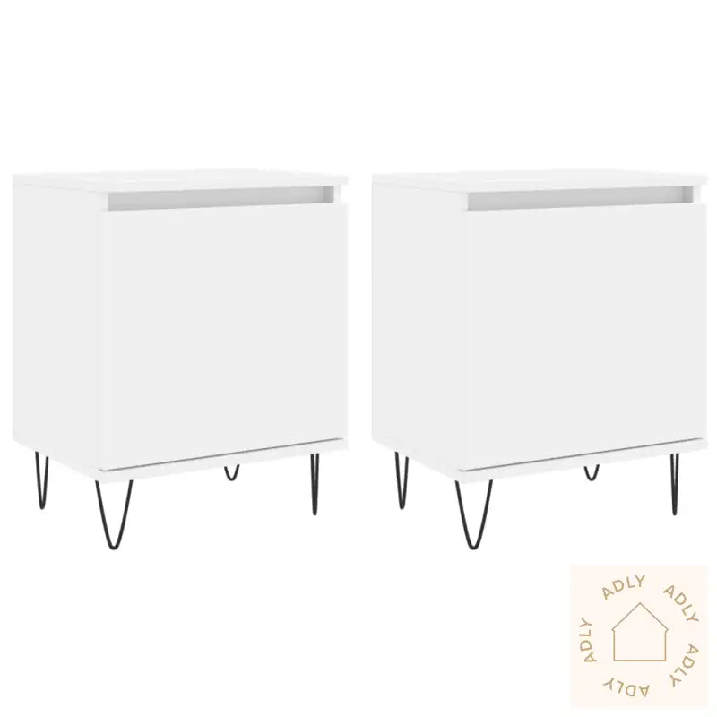 Nattbord 2 Stk Hvit 40X30X50 Cm Konstruert Tre