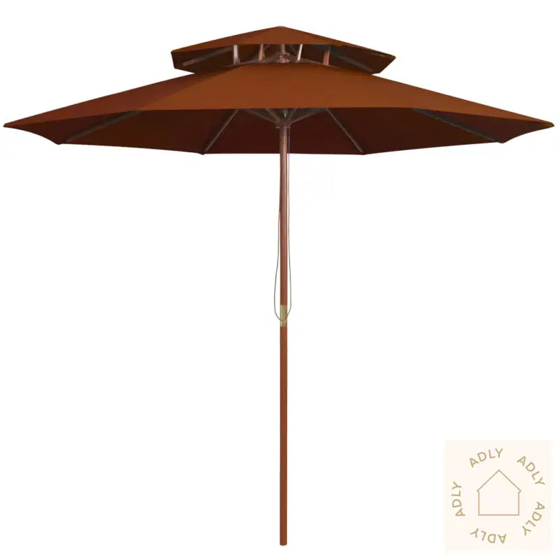 Dobbel Parasoll Med Trestang 270 Cm Terrakotta