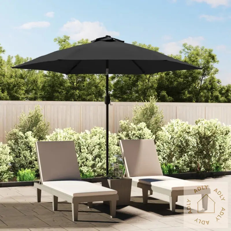 Parasoll Med Led-Lys Og Stålstang 300 Cm Antrasitt