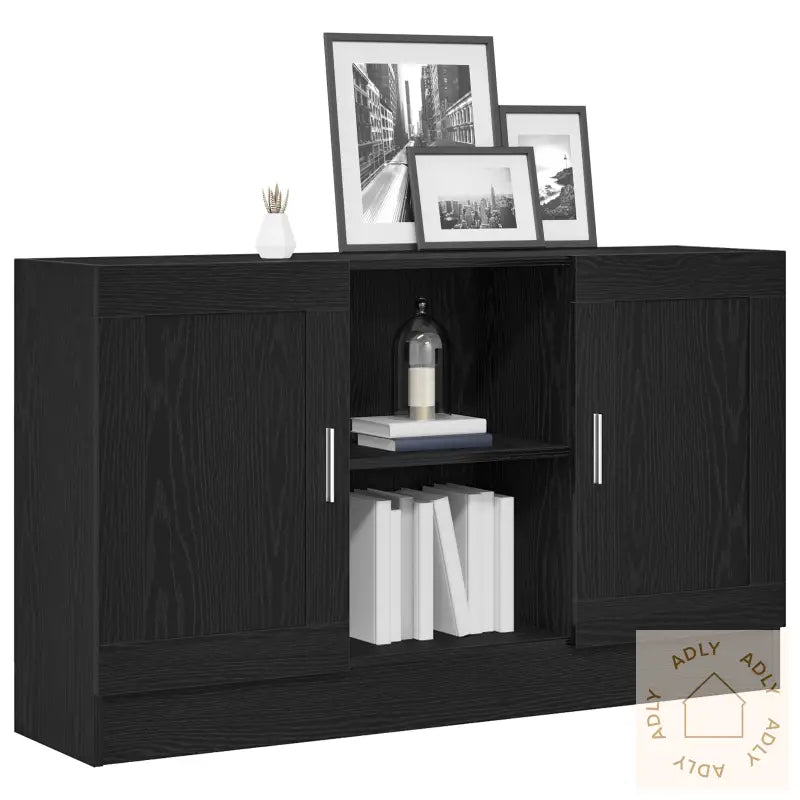 Skjenk I Svart Eik 120X30,5X70 Cm Laget Av Konstruert Tre