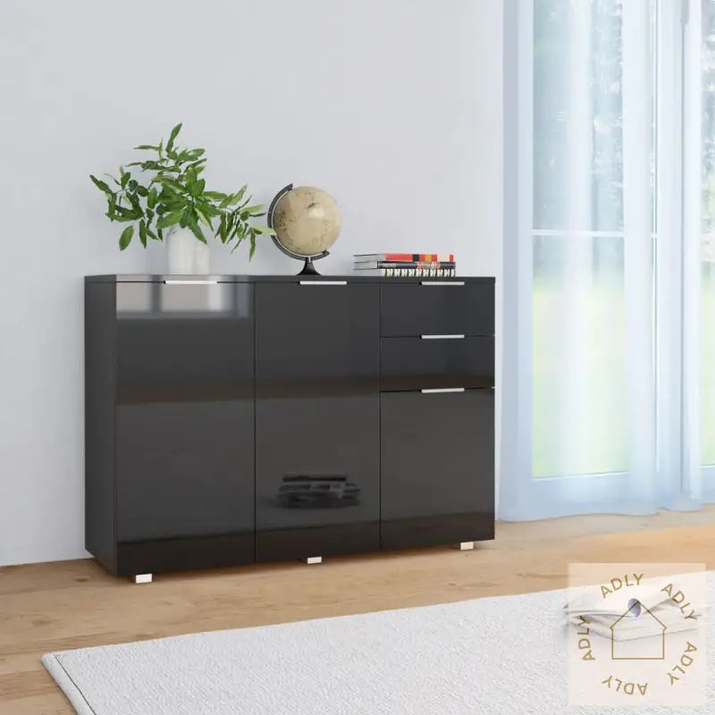 Skjenk Høyglans Svart 107X35X80,5 Cm