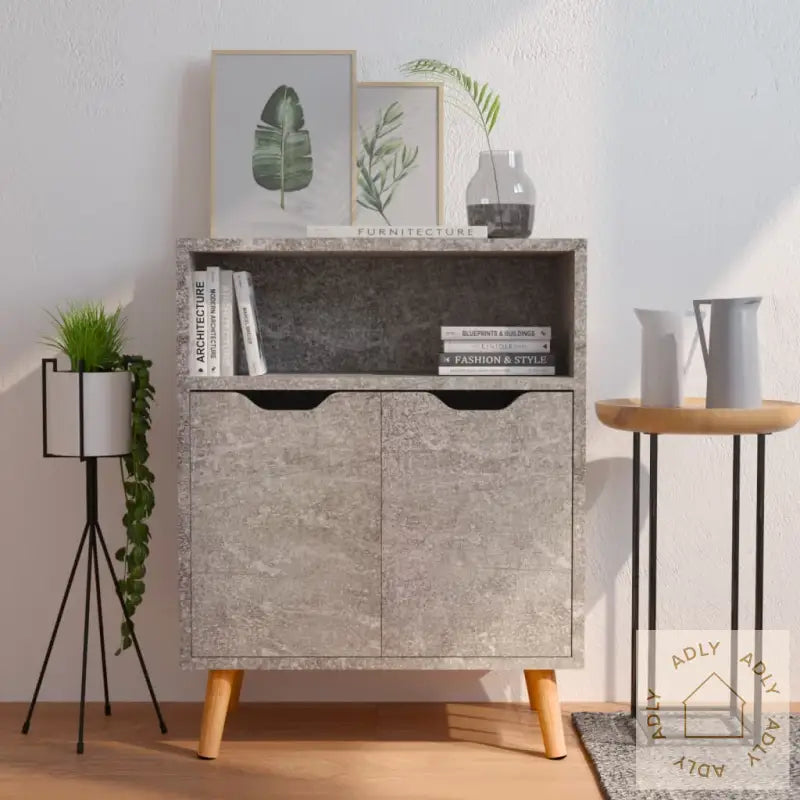 Skjenk Betonggrå 60X30X72 Cm Konstruert Tre