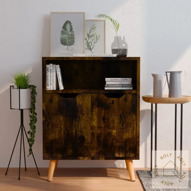 Skjenk Røkt Eik 60X30X72 Cm Konstruert Tre