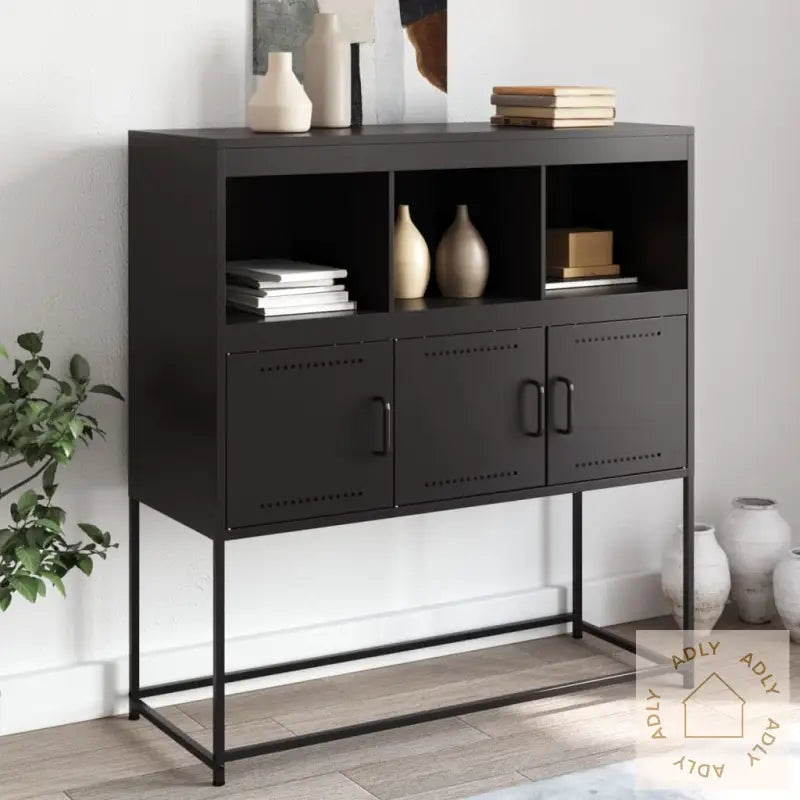 Skjenk Svart 100,5X39X107 Cm Stål