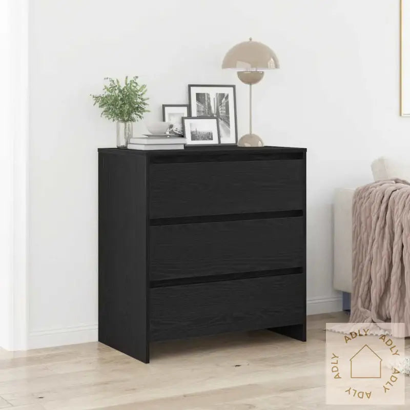 Skjenk Svart Eik 70X41X75 Cm Konstruert Tre
