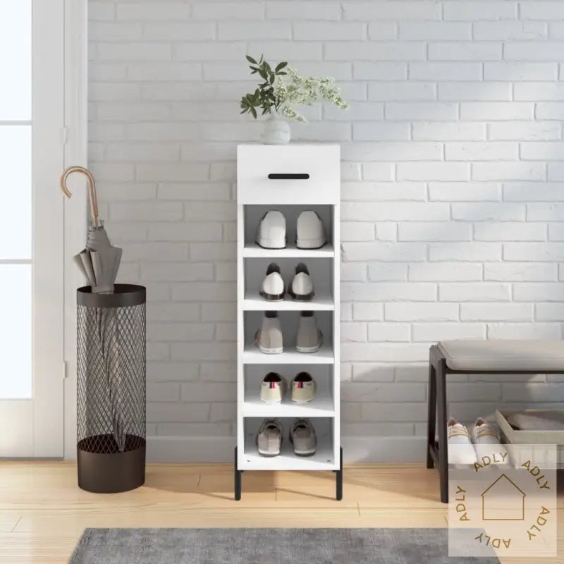 Skohylle Hvit 30X35X105 Cm Konstruert Tre