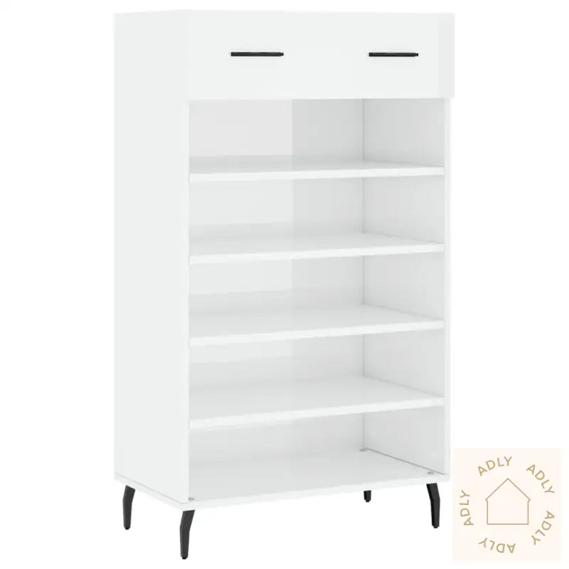 Skoskap Høyglans Hvit 60X35X105 Cm Konstruert Tre