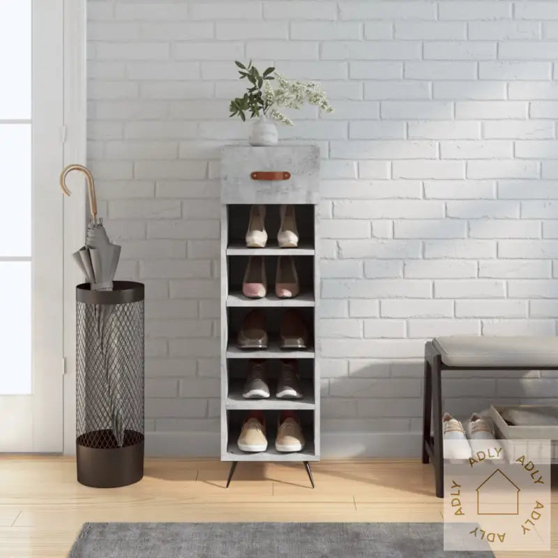 Skohylle Betonggrå 30X35X105 Cm Konstruert Tre