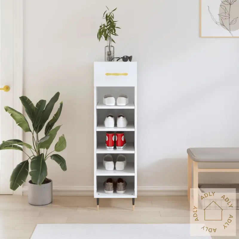 Skohylle Hvit 30X35X105 Cm Konstruert Tre