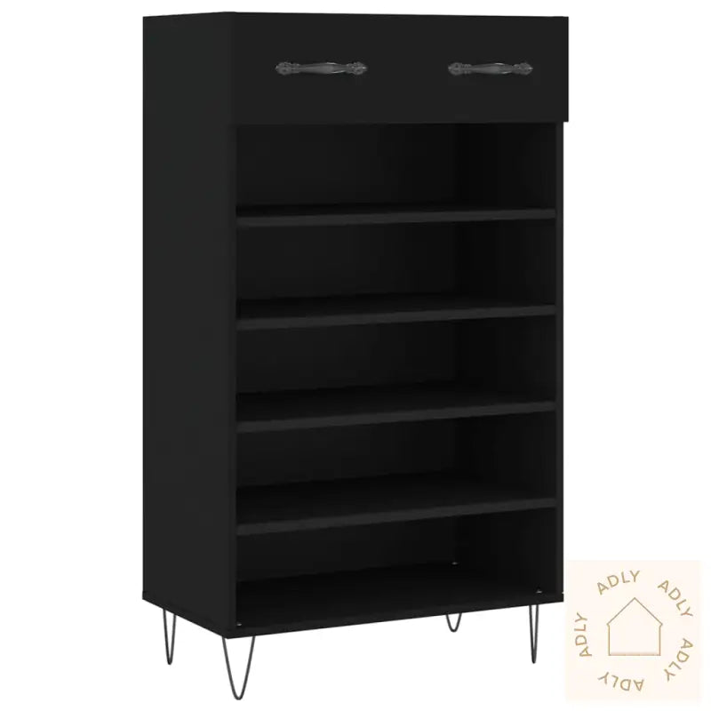 Skohylle Svart 60X35X105 Cm Konstruert Tre