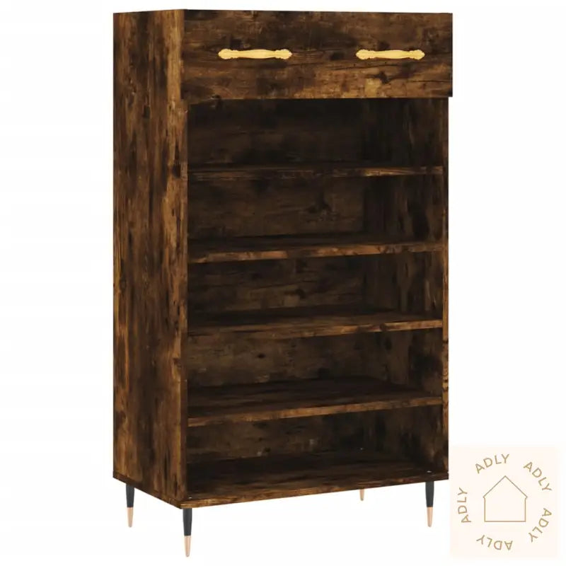 Skohylle Røkt Eik 60X35X105 Cm Konstruert Tre