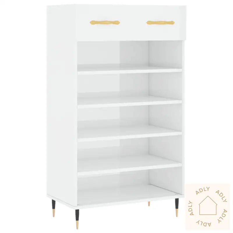 Skoskap Høyglans Hvit 60X35X105 Cm Konstruert Tre
