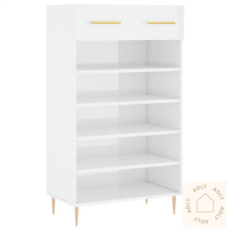 Skoskap Høyglans Hvit 60X35X105 Cm Konstruert Tre