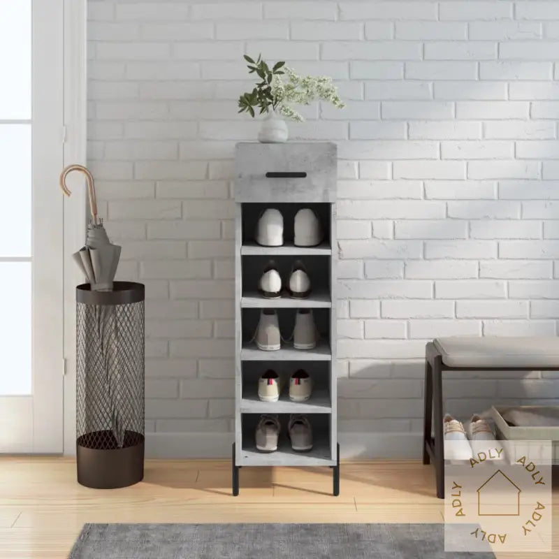 Skohylle Betonggrå 30X35X105 Cm Konstruert Tre