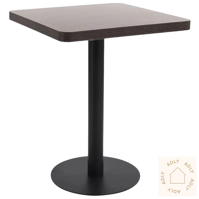 Elegant spisebord for hagemøbler og møbler til hjemmet med mørkt treverk og svart base