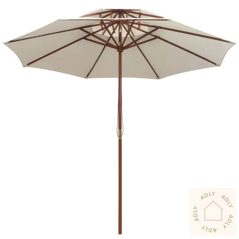 Parasoll Med Lufteluke 270X270 Cm Trestang Kremhvit