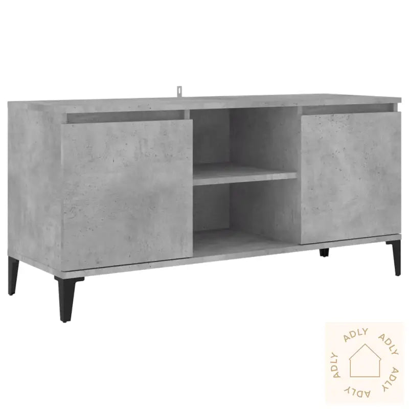 Tv-Benk Med Metallben Betonggrå 103,5X35X50 Cm