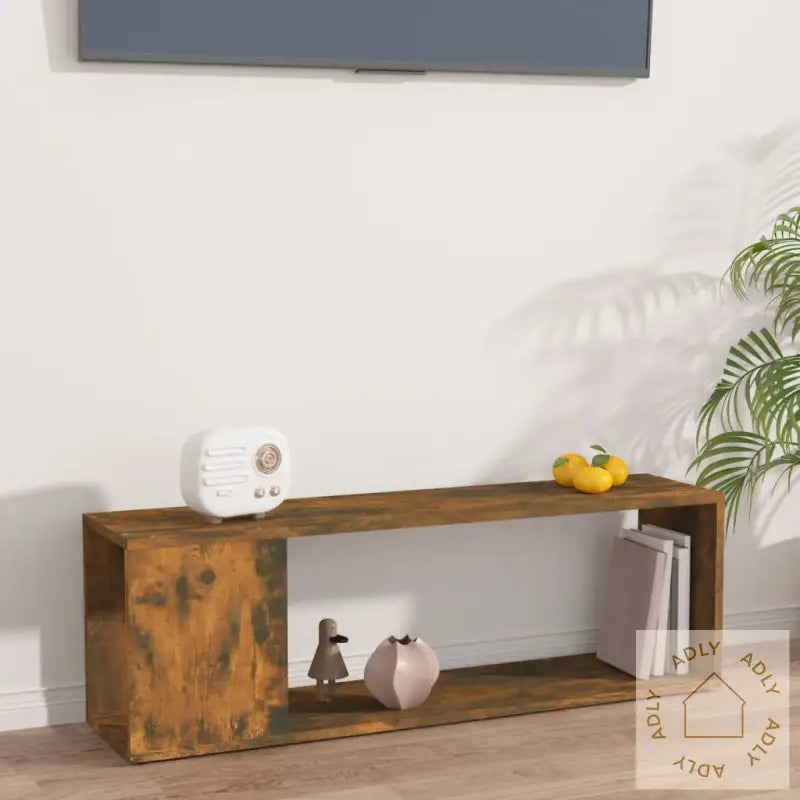 Tv-Benk Røkt Eik 100X24X32 Cm Konstruert Tre
