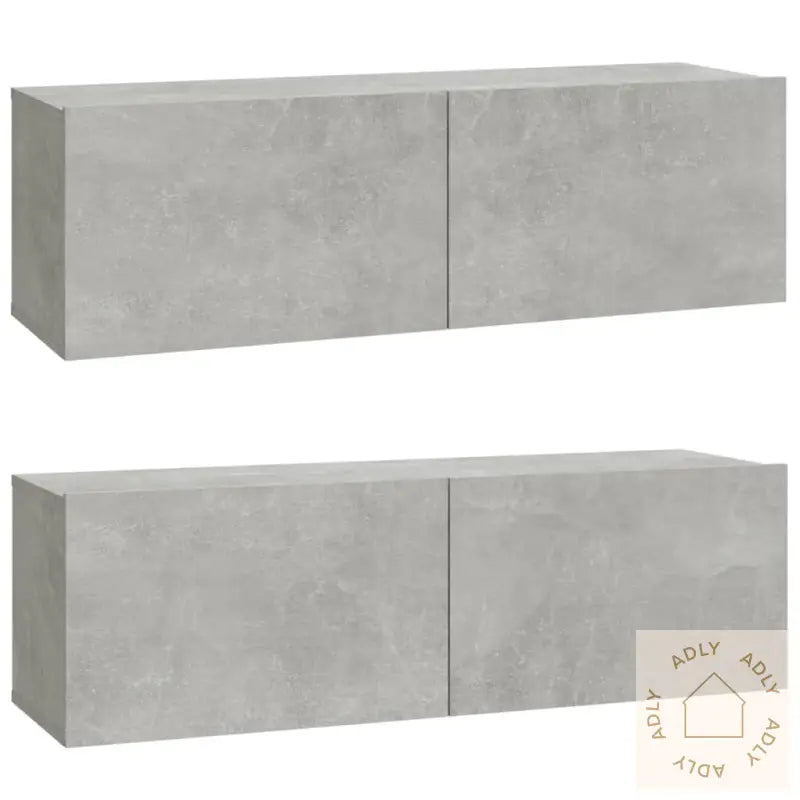Vegghengte Tv-Benker 2 Stk Betonggrå 100X30X30Cm Konstruert Tre