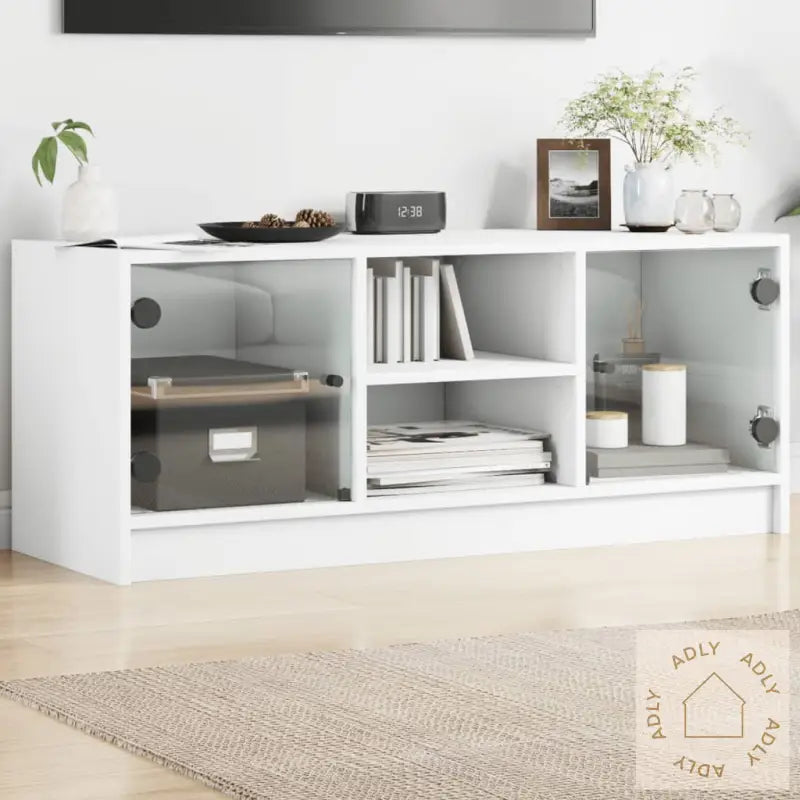 Tv-Benk Med Dør Hvit 102X37X42 Cm