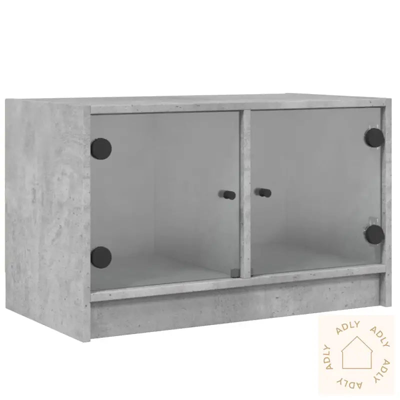 Sideskap Med Glassdører Betonggrå 68X37X42 Cm