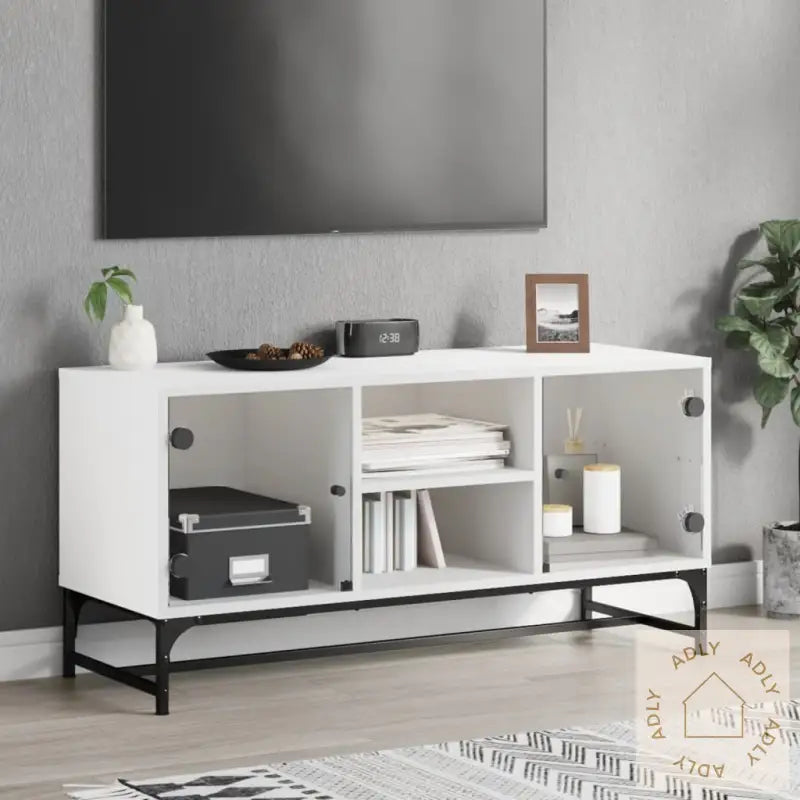 Tv-Benk Med Dør Hvit 102X37X50 Cm