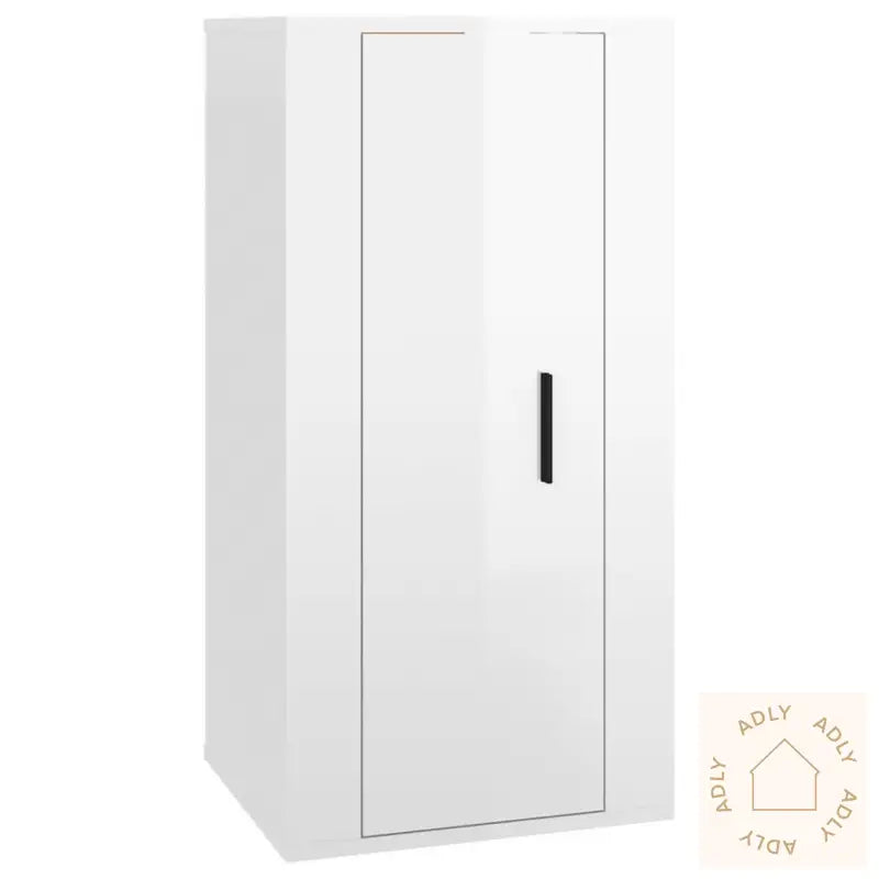 Vegghengt Tv-Benk Høyglans Hvit 40X34,5X80 Cm