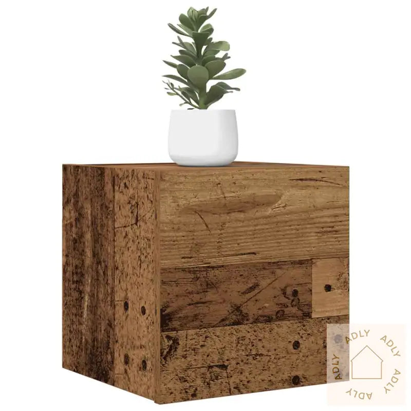 Vegghengt Tv-Benk Gammelt Tre 30,5X30X30 Cm