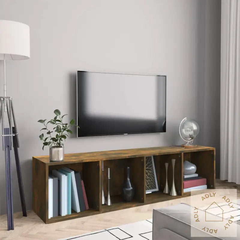 Bokhylle/Tv-Benk Røkt Eik 143X30X36 Cm Konstruert Tre