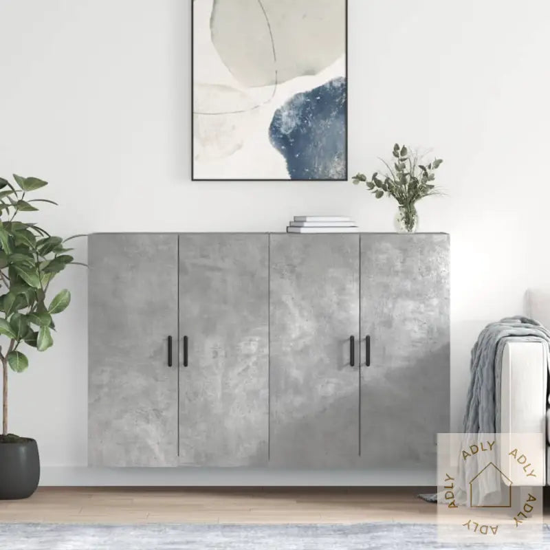 Veggskap 2 Stk Betonggrå 69,5X34X90 Cm