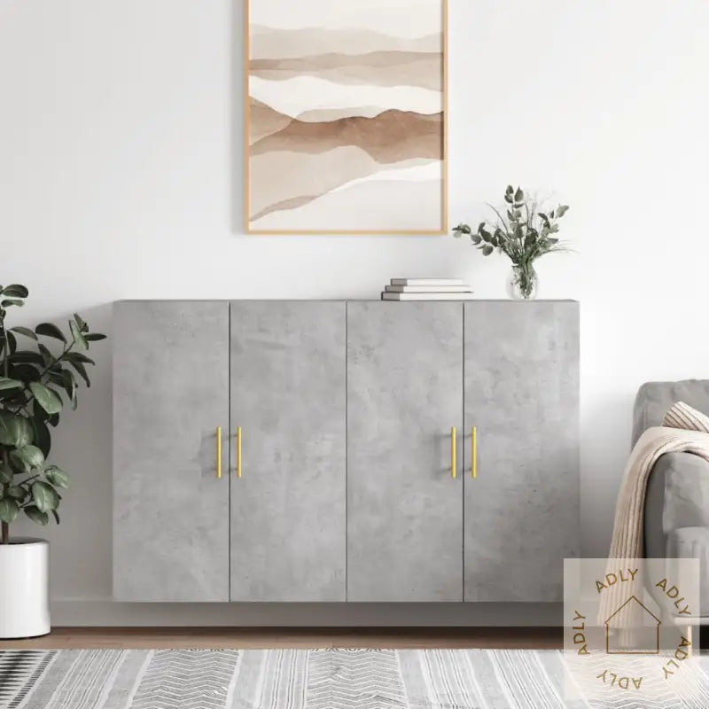 Veggskap 2 Stk Betonggrå 69,5X34X90 Cm