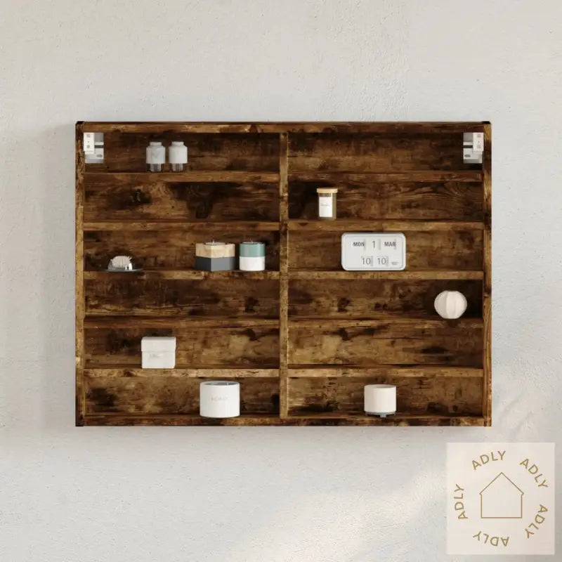 Hyller Røkt Eik 80X8,5X58 Cm Konstruert Tre