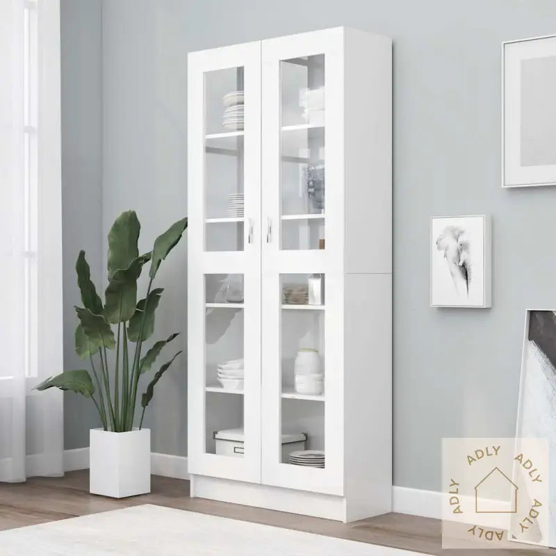 Vitrine Hvit 82,5X30,5X185,5 Cm Konstruert Tre