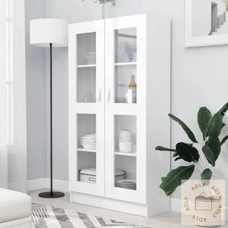 Vitrine Hvit 82,5X30,5X150 Cm Konstruert Tre