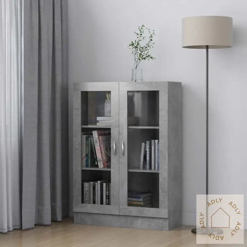 Vitrine Betonggrå 82,5X30,5X115 Cm Konstruert Tre