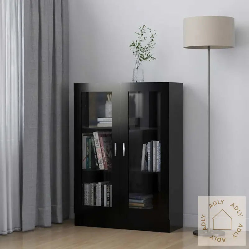Vitrine Svart 82,5X30,5X115 Cm Konstruert Tre