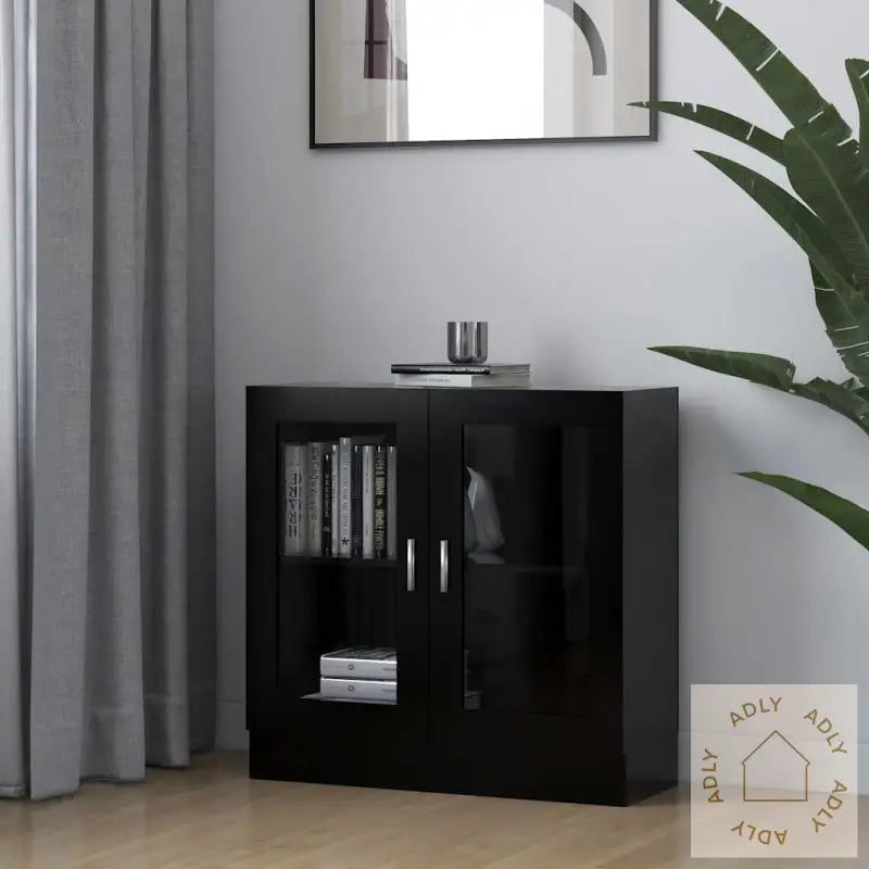 Vitrine Svart 82,5X30,5X80 Cm Konstruert Tre