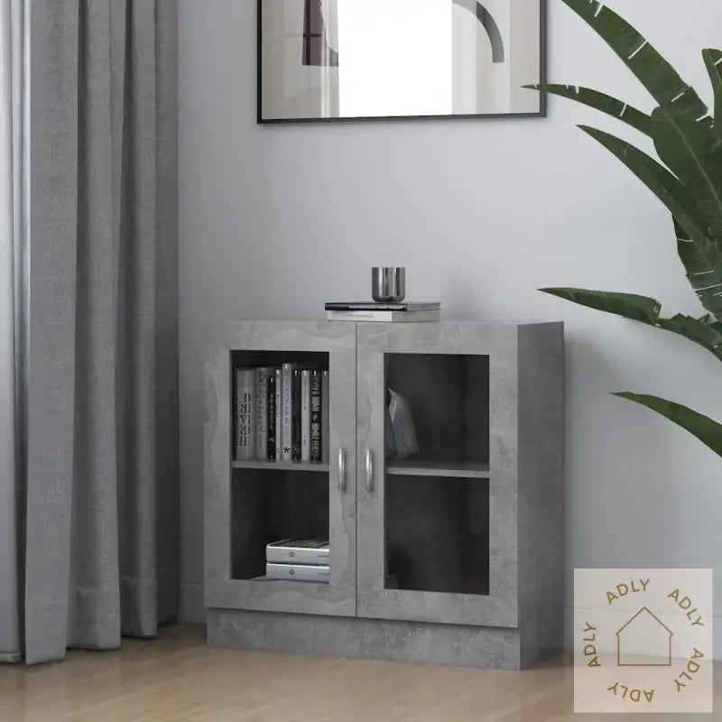 Vitrine Betonggrå 82,5X30,5X80 Cm Konstruert Tre