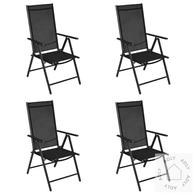 Sammenleggbare Hagestoler 4 Stk Aluminium Og Textilene Svart