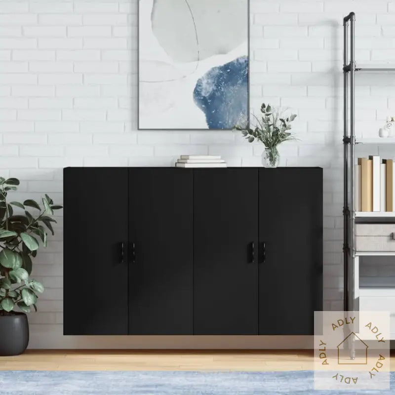 Veggskap 2 Stk Svart 69,5X34X90 Cm