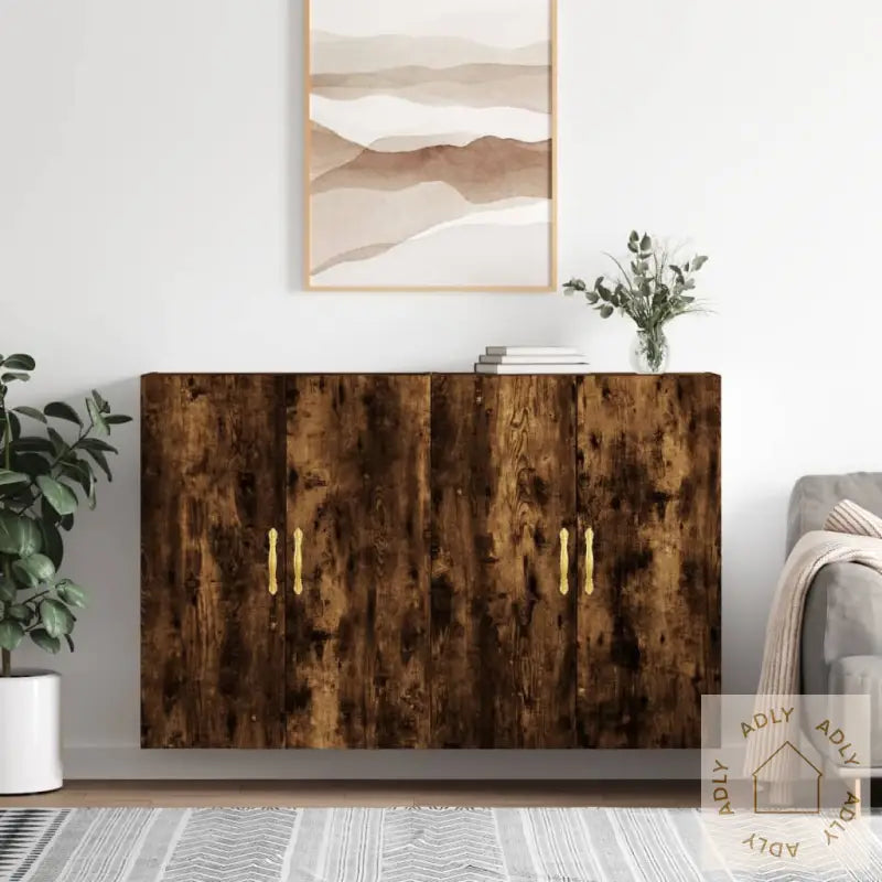 Veggskap 2 Stk Røkt Eik 69,5X34X90 Cm