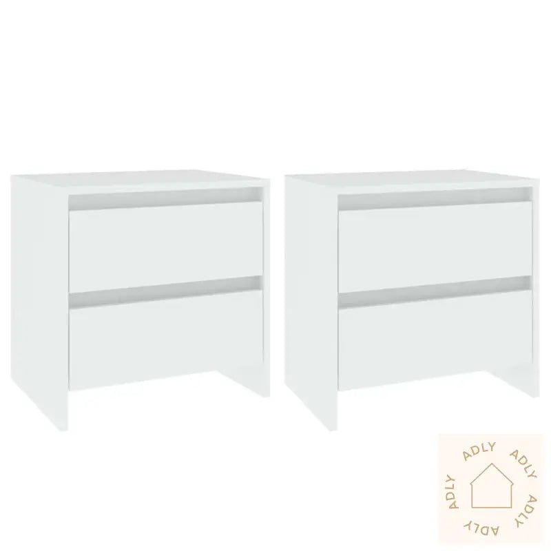 Nattbord 2 Stk Hvit 45X34,5X44,5 Cm Konstruert Tre
