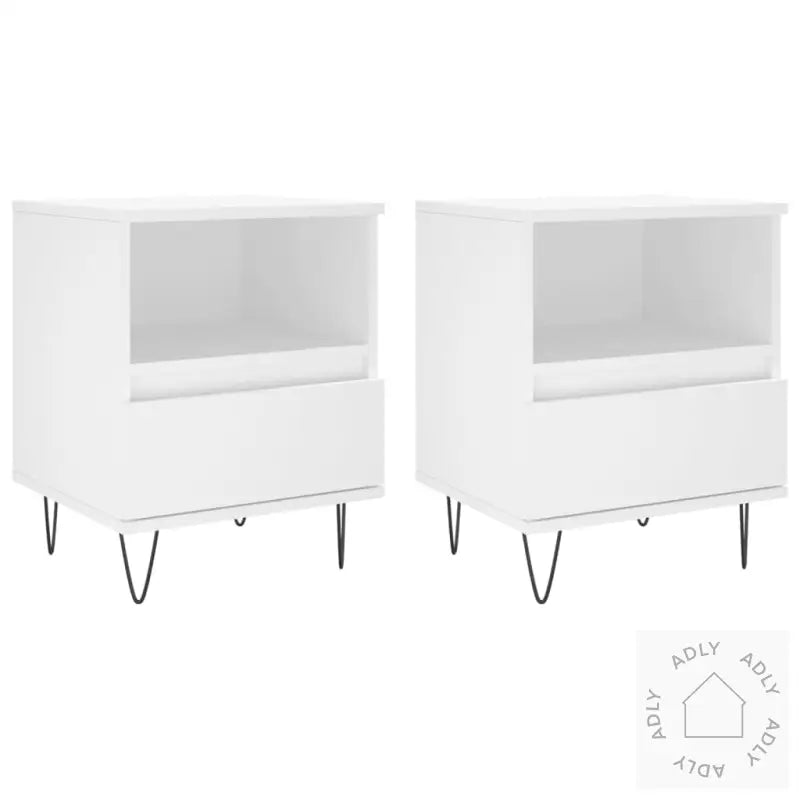 Nattbord 2 Stk Hvit 40X35X50 Cm Konstruert Tre