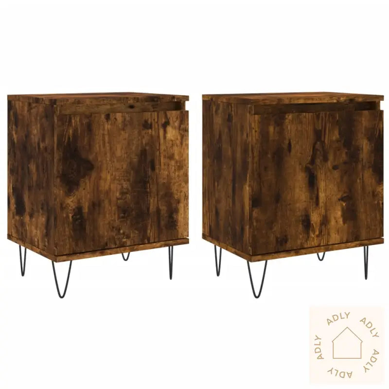 Nattbord 2 Stk Røkt Eik 40X30X50 Cm Konstruert Tre