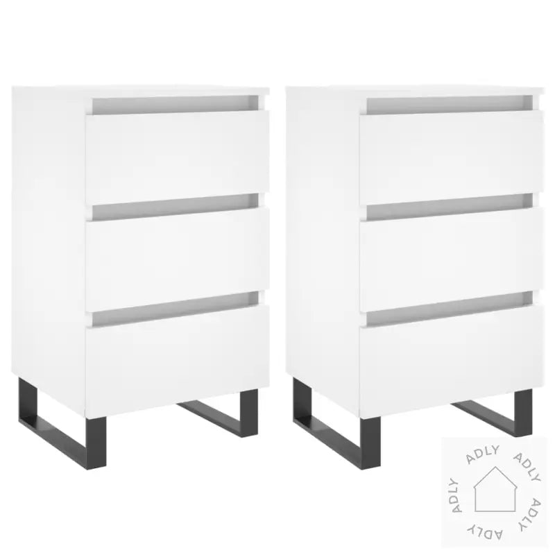 Nattbord 2 Stk Hvit 40X35X69 Cm Konstruert Tre